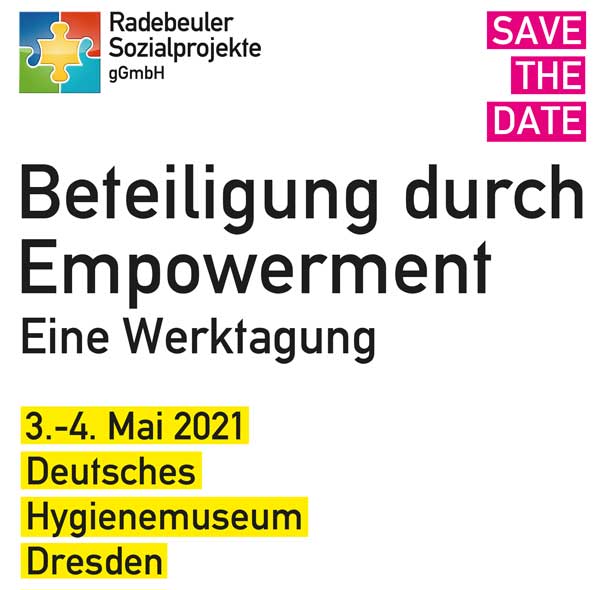 Einladungskarte der Radebeuler Sozialprojekte Beteiligung durch Empowerment in Dresden